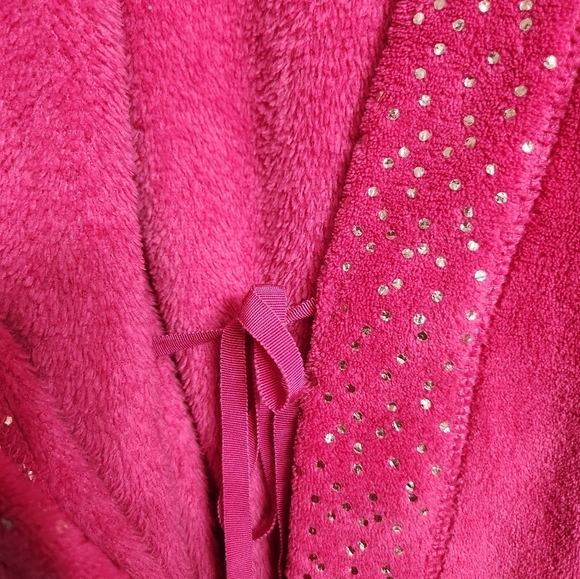 Ulta Beauty Robe S/M Bright Pink Soft Plush Bath Wrap Belted With Sparkles - Picture 5 of 9